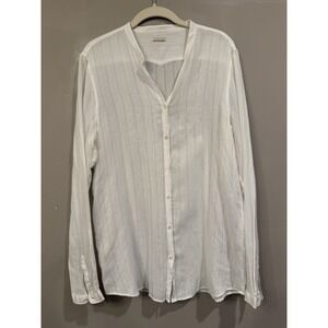 Massimo Alba Linen White Sheer Men's Shirt XL Grandad Collar